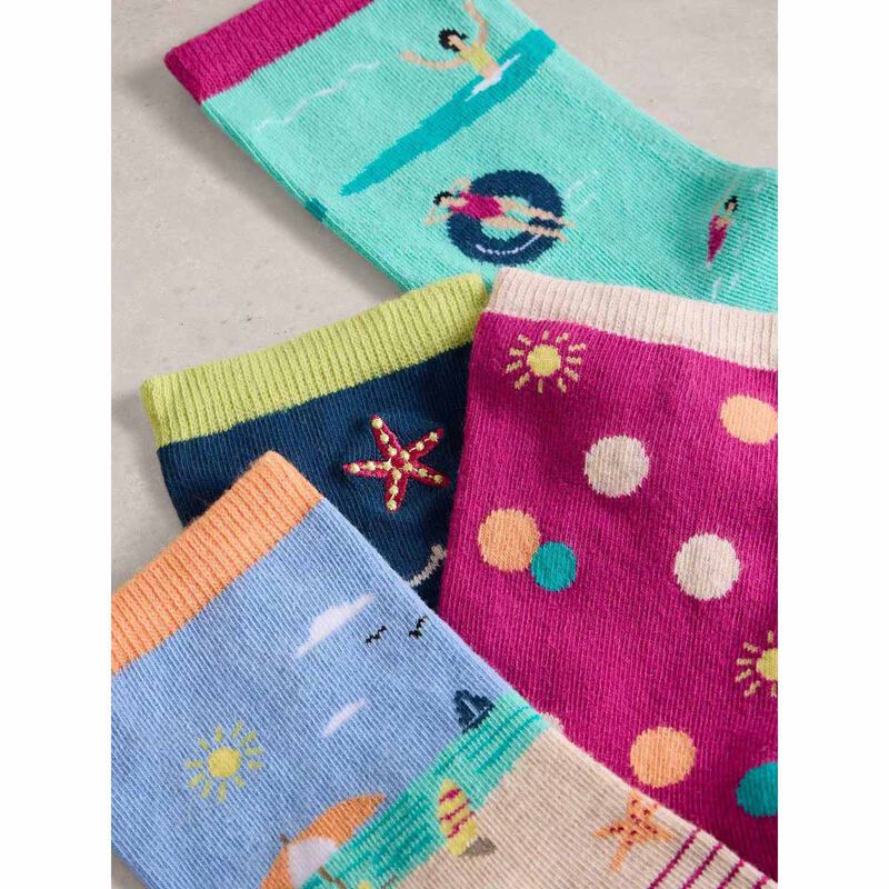 White Stuff 4Pk Seaside Ankle Socks image number 2
